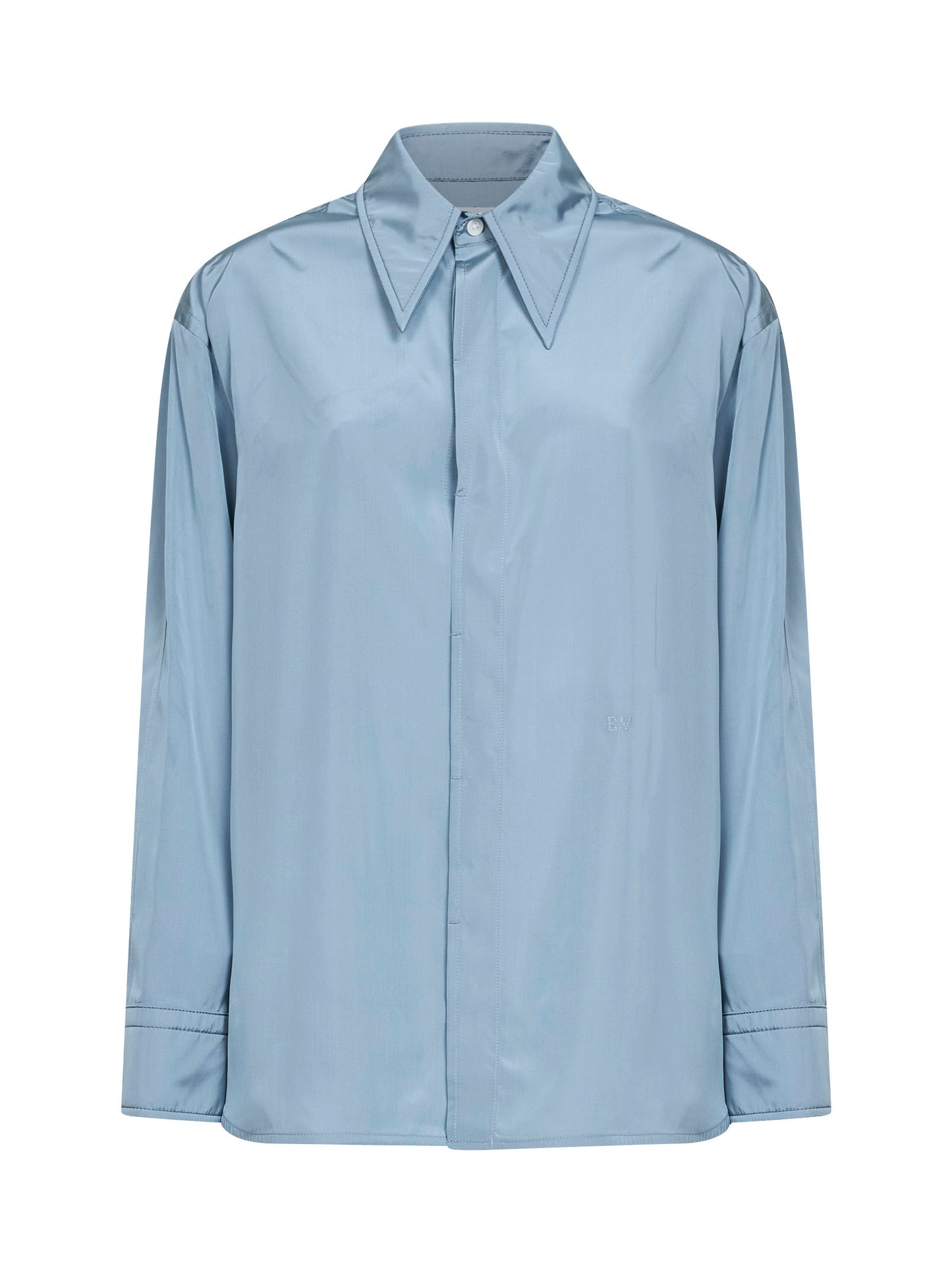 Camicia in viscosa e seta parachute azzurra