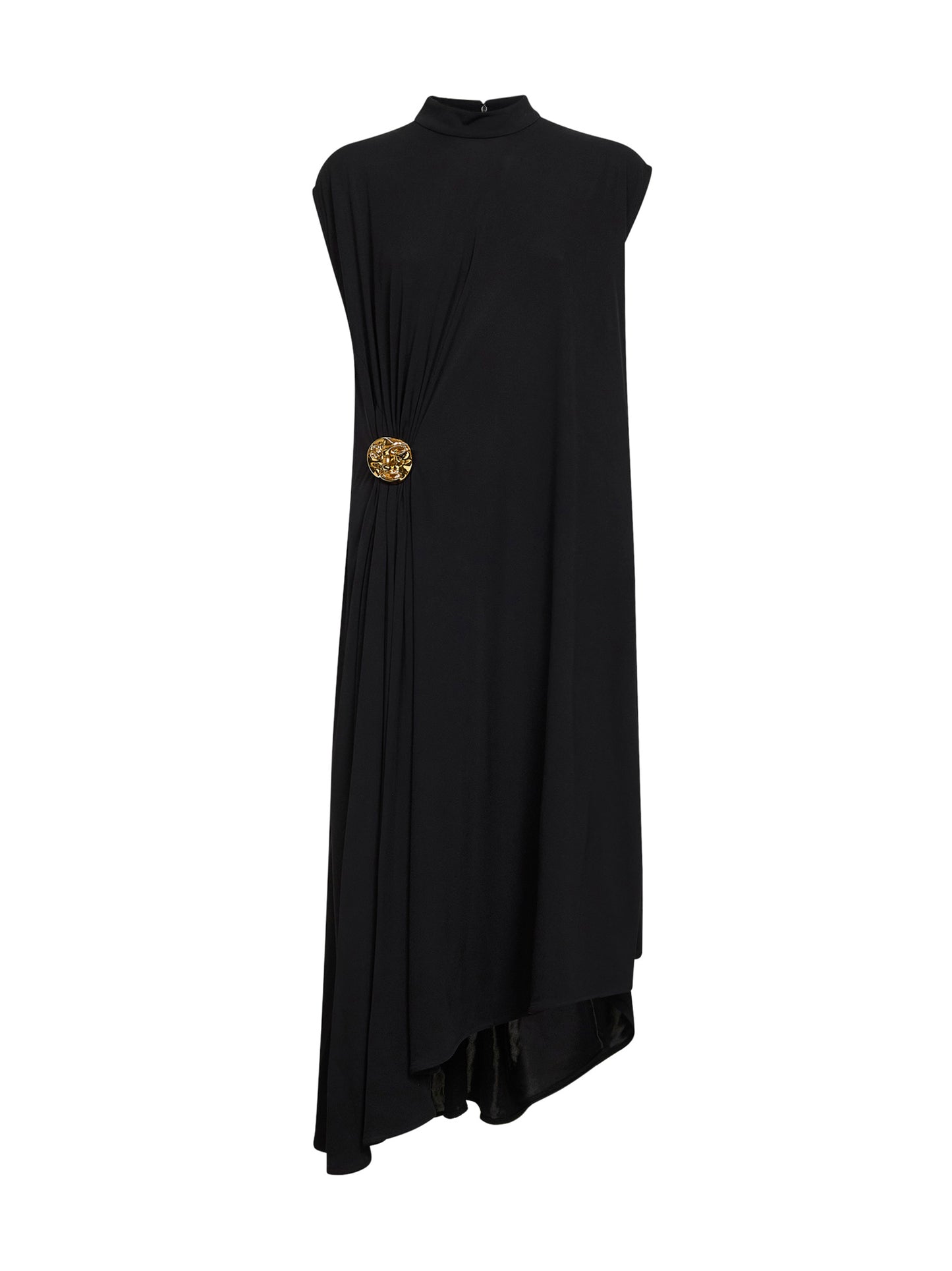 Abito asimmetrico in jersey di viscosa crêpe nero