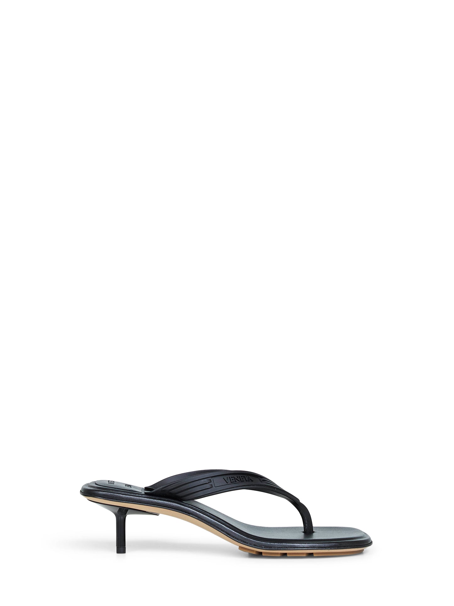 Black matte rubber Sampieri thong sandals