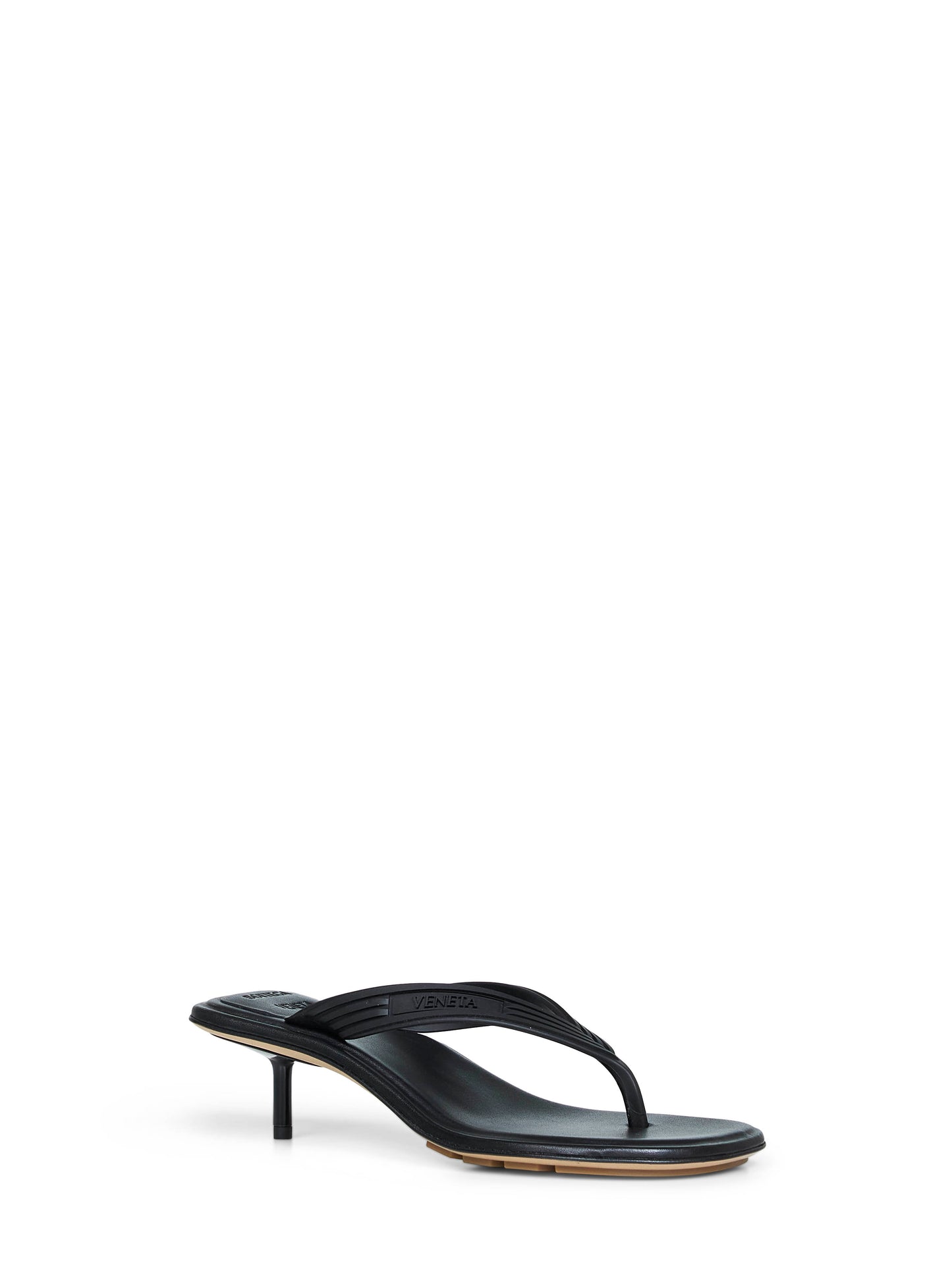 Black matte rubber Sampieri thong sandals