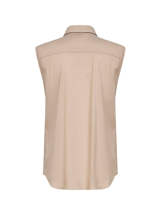 Light brown Shiny Trim poplin shirt