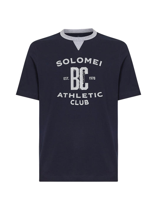 Cobalt cotton jersey printed T-shirt