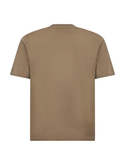 T-shirt girocollo in jersey di cotone kaki