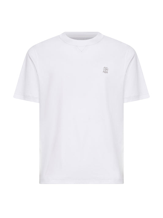 White Solomeo crest crewneck T-shirt