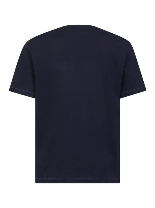 T-shirt girocollo blu con stemma Solomeo