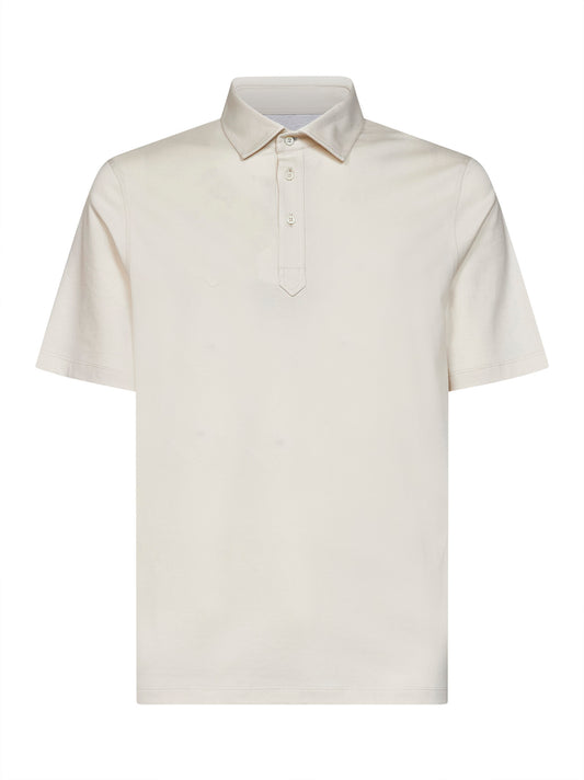 Polo in jersey di cotone bianco crema