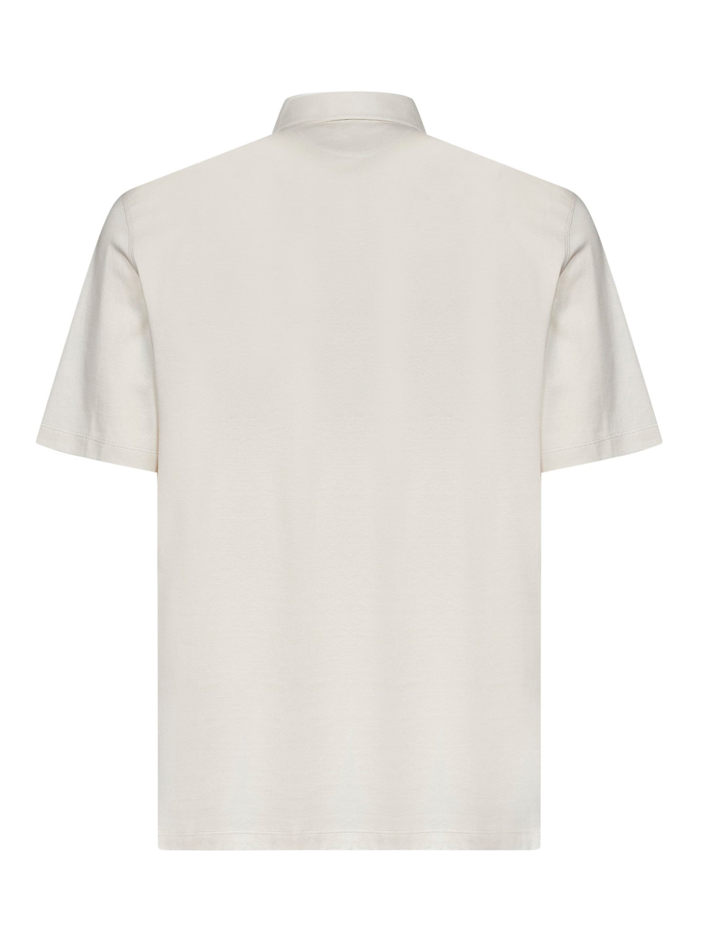 Cream white cotton jersey polo shirt