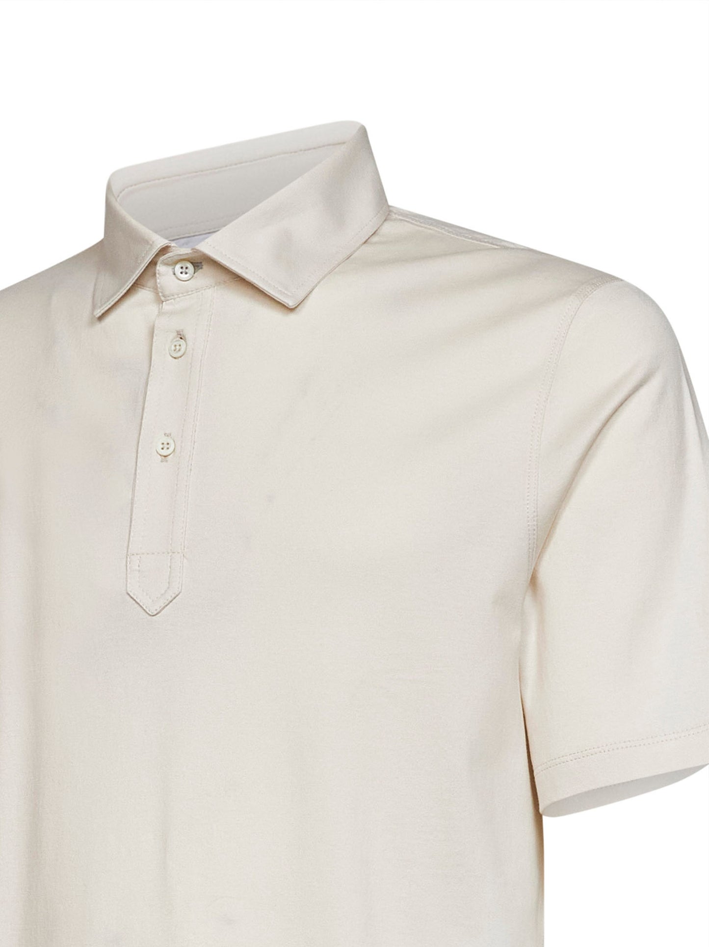 Cream white cotton jersey polo shirt
