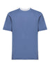 T-shirt in cotone azzurro con Faux Layering