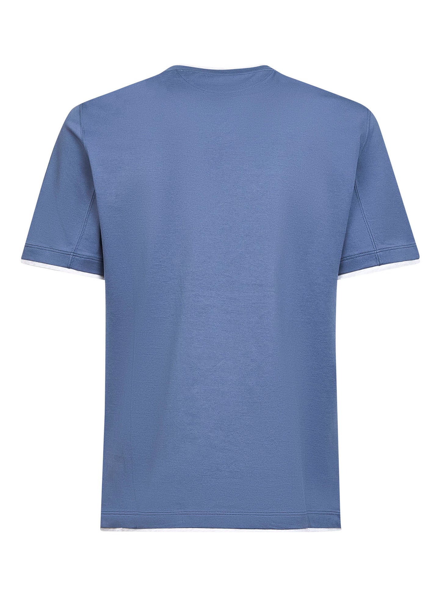 T-shirt in cotone azzurro con Faux Layering