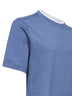 T-shirt in cotone azzurro con Faux Layering