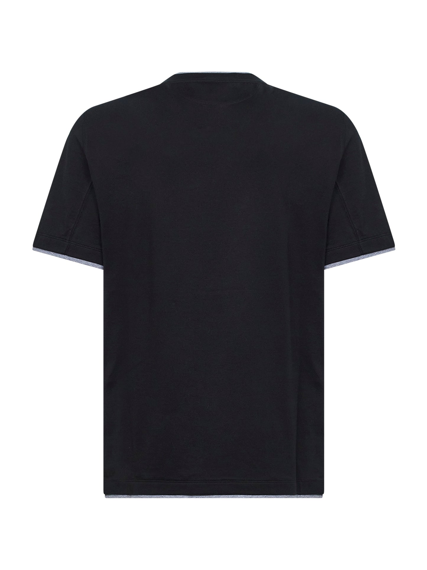T-shirt in cotone nero con Faux Layering