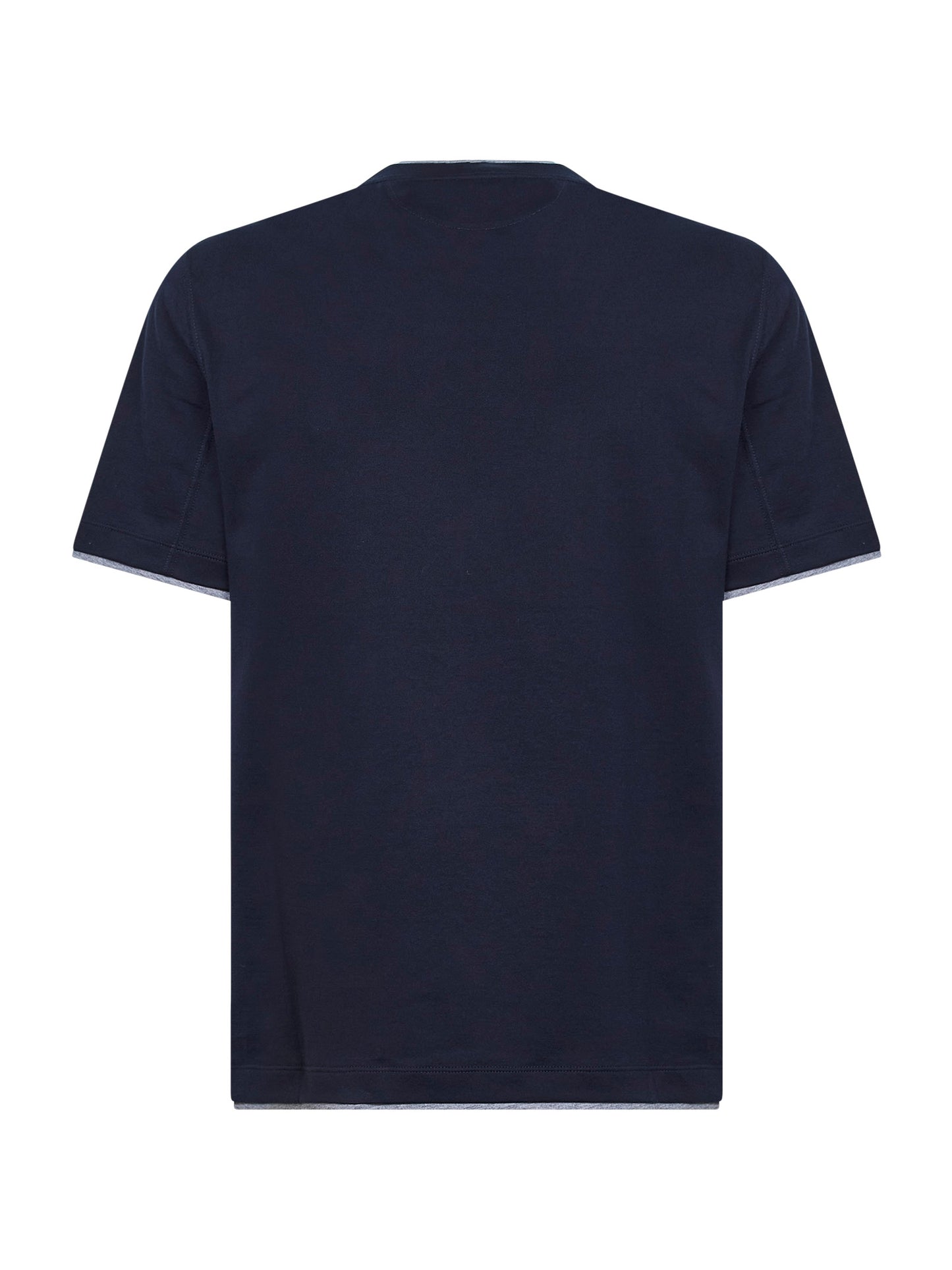 T-shirt in cotone cobalto con Faux Layering