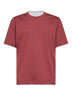 T-shirt in cotone corallo con Faux Layering