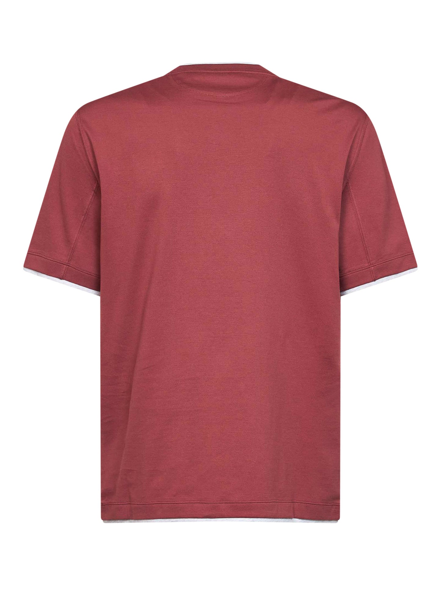 T-shirt in cotone corallo con Faux Layering