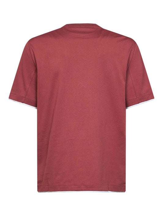 Coral cotton Faux Layering T-shirt
