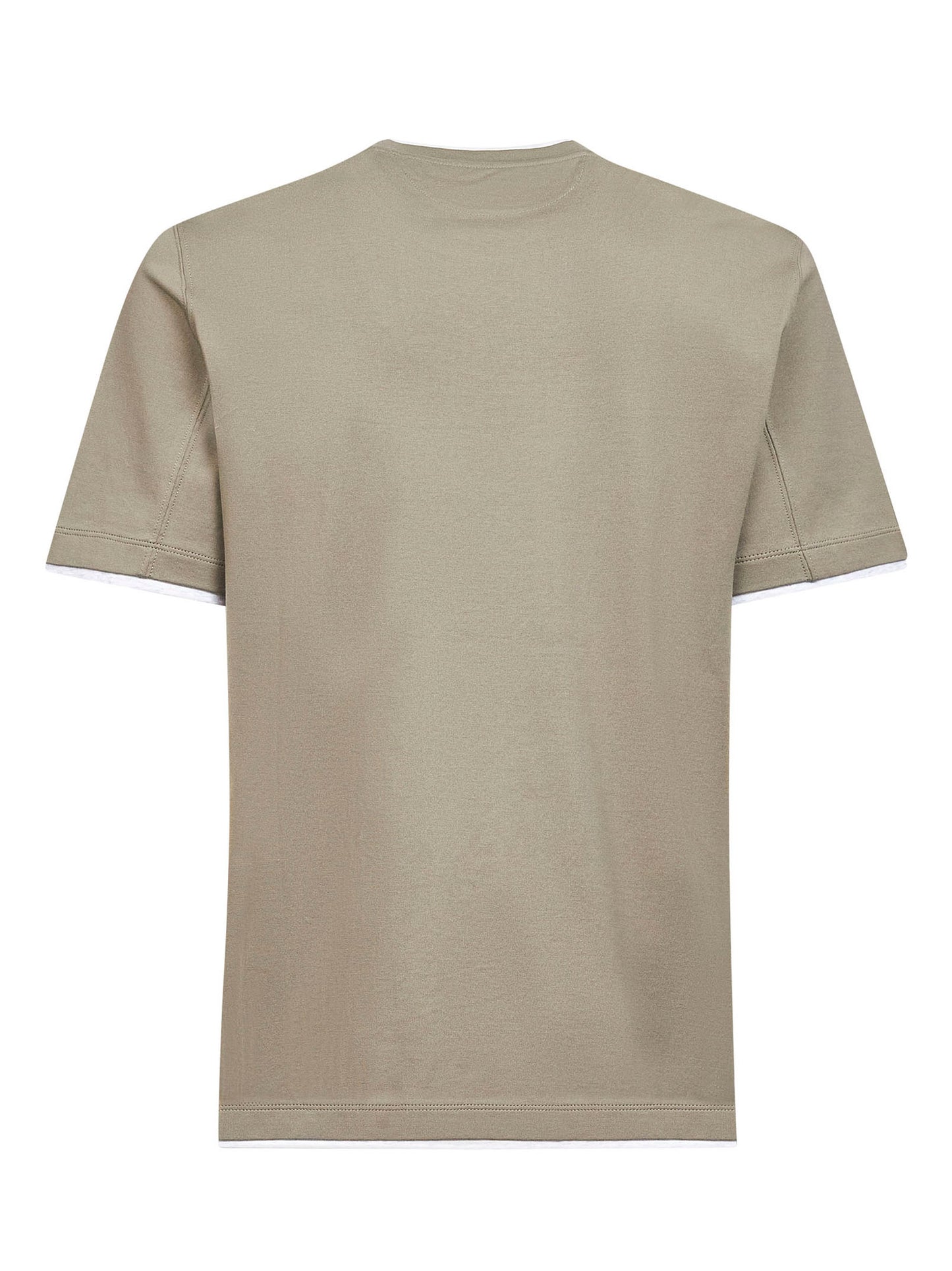T-shirt in cotone kaki con Faux Layering