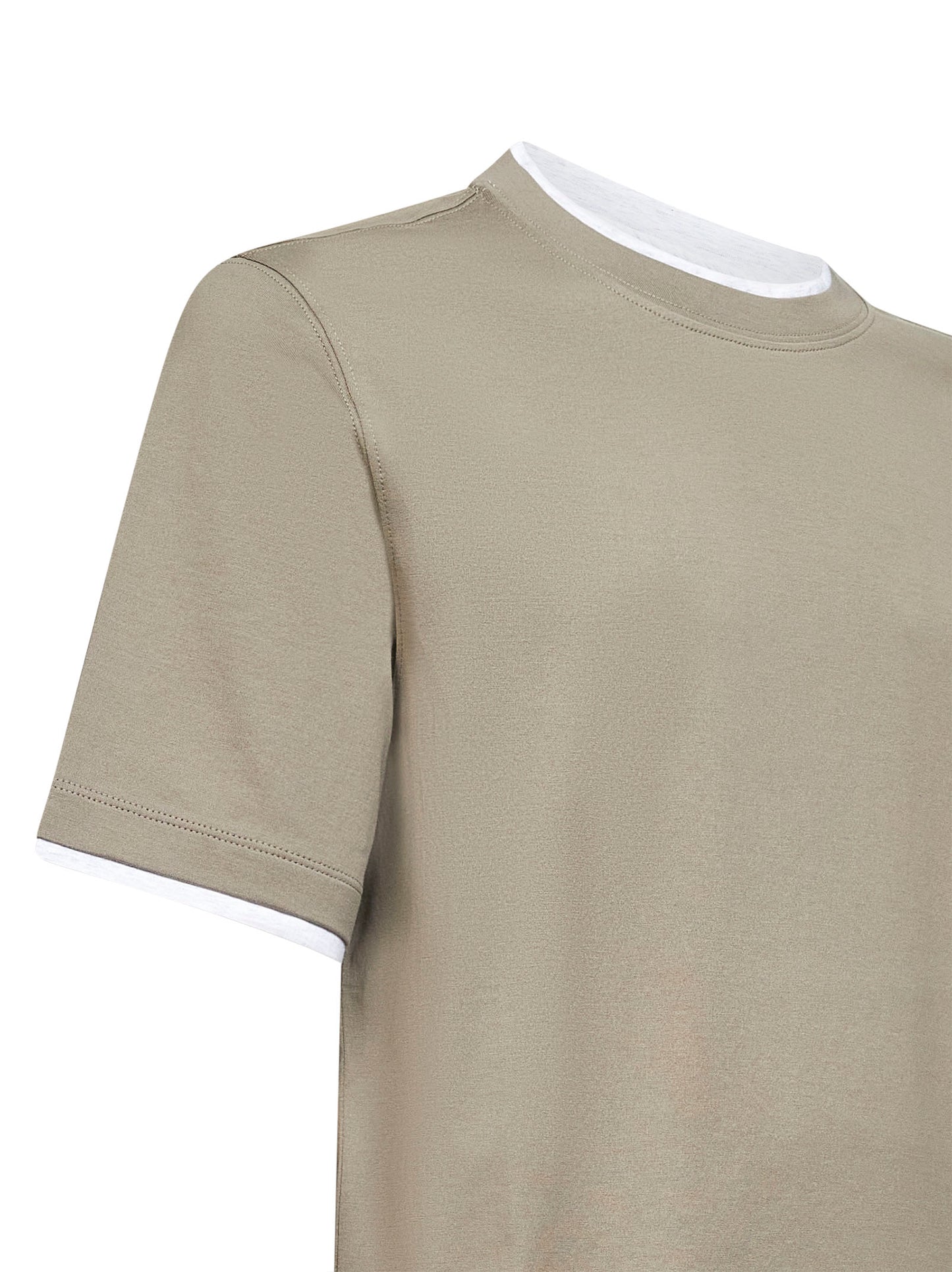 T-shirt in cotone kaki con Faux Layering