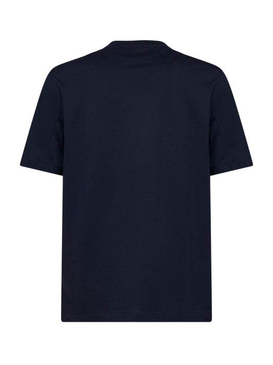 Cobalt blue cotton jersey printed crewneck T-shirt