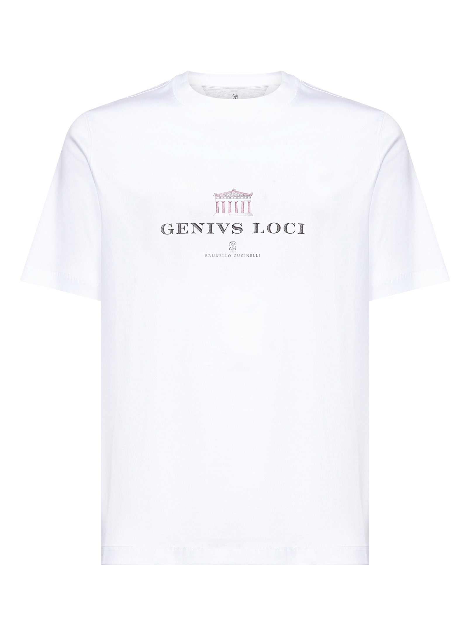 White jersey printed crewneck T-shirt – Daniello.com