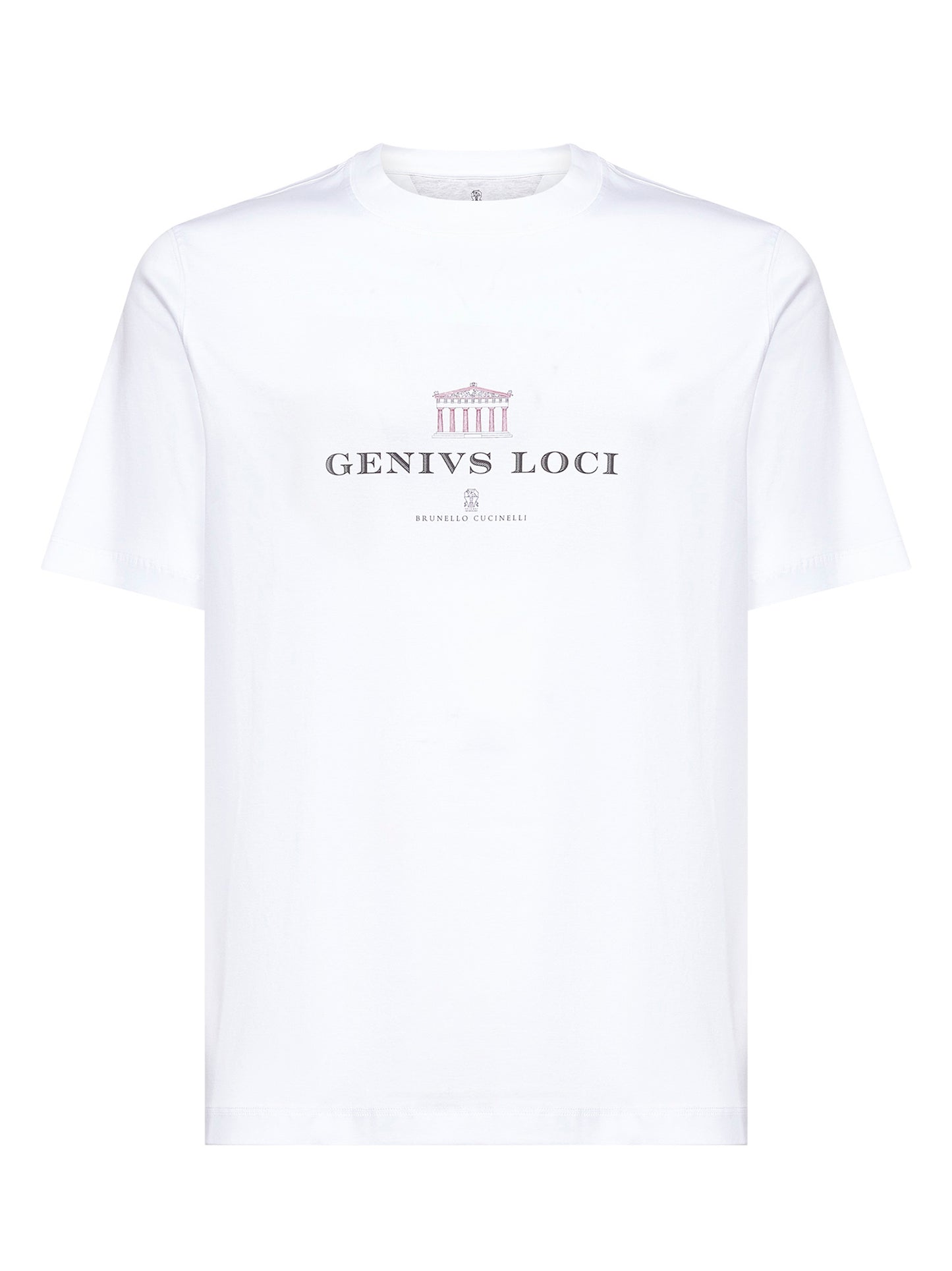 T-shirt girocollo in jersey bianco con stampa