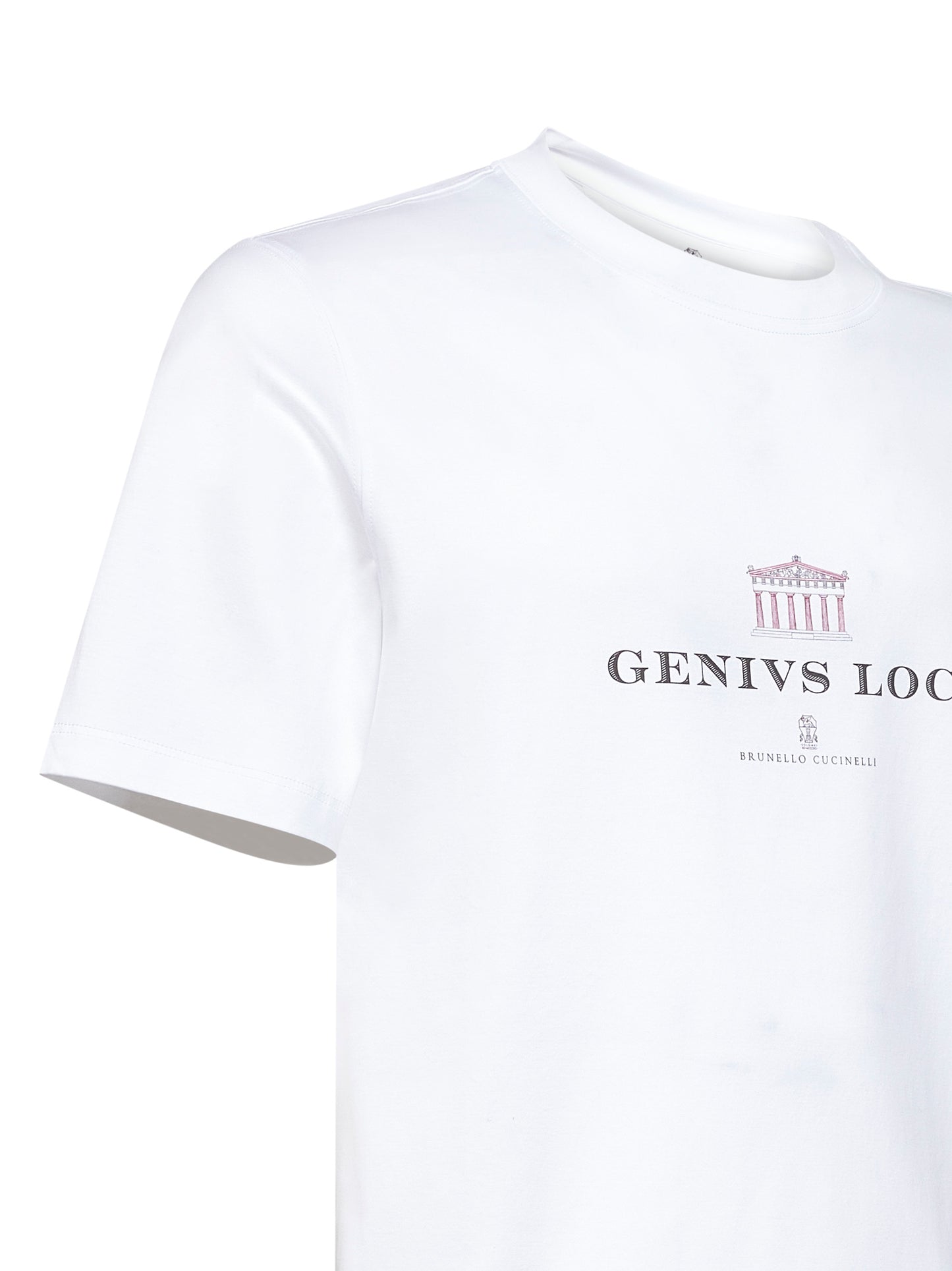 T-shirt girocollo in jersey bianco con stampa