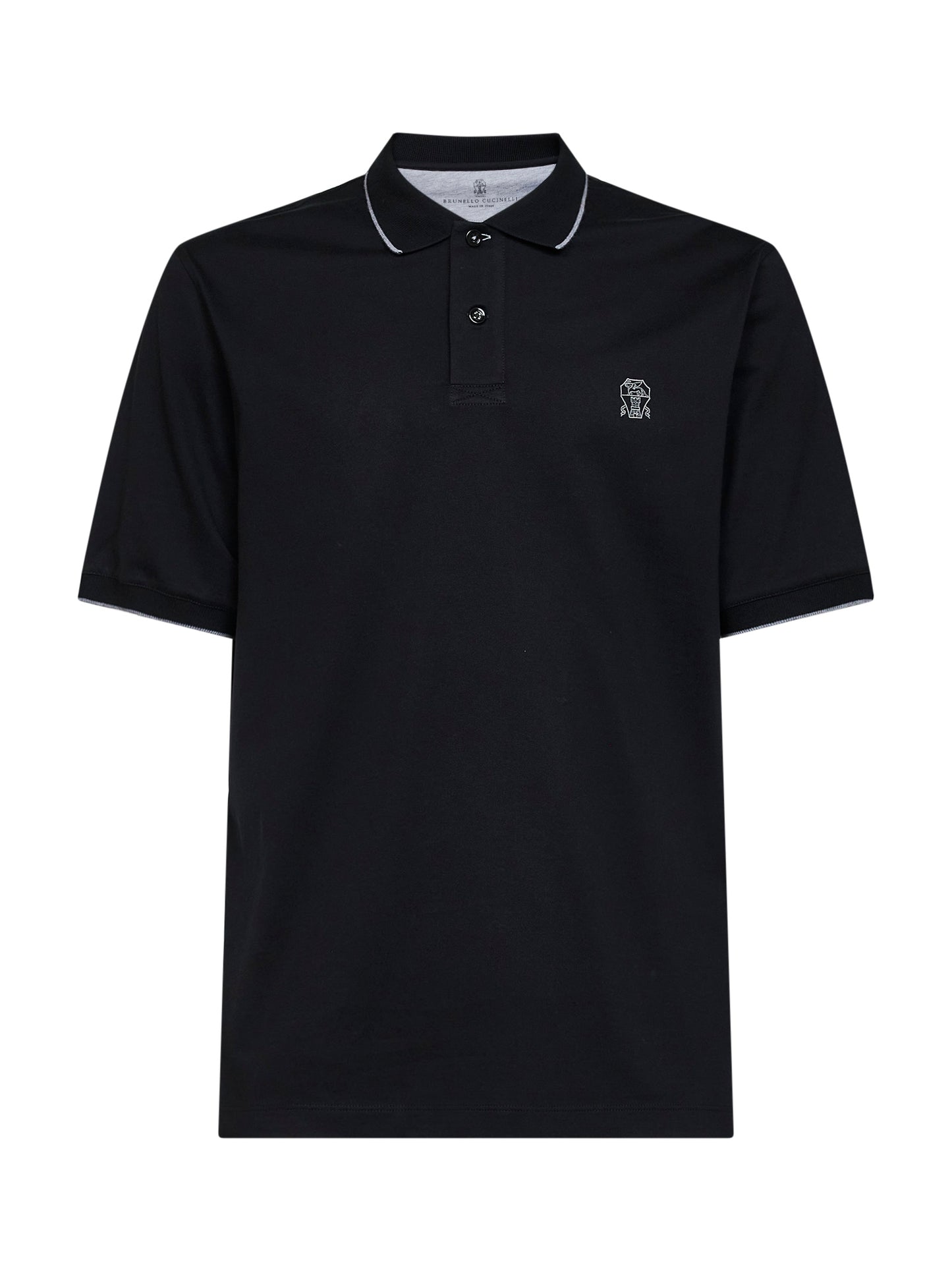 Polo in jersey di cotone nero con logo