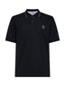 Polo in jersey di cotone nero con logo