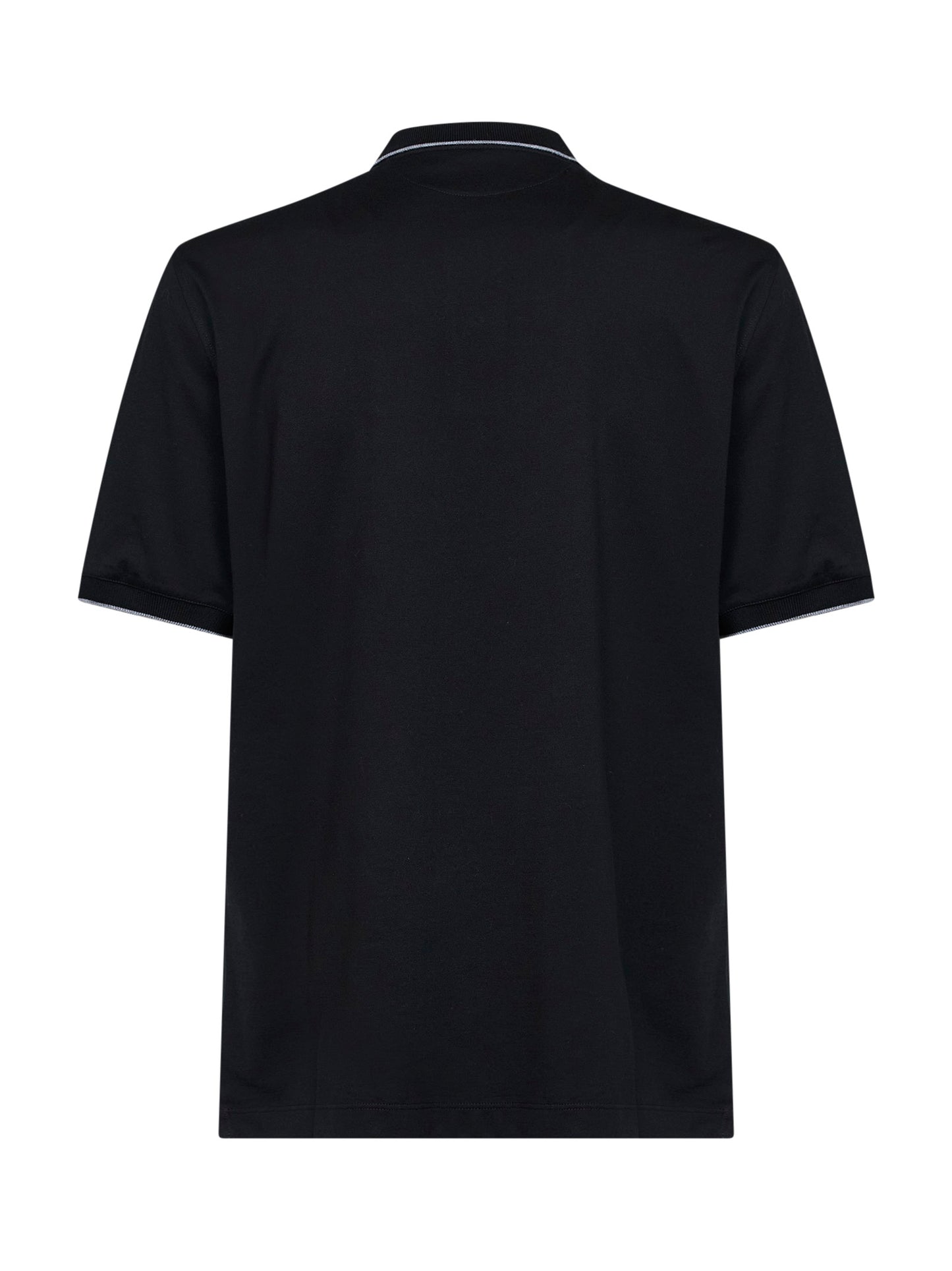 Polo in jersey di cotone nero con logo