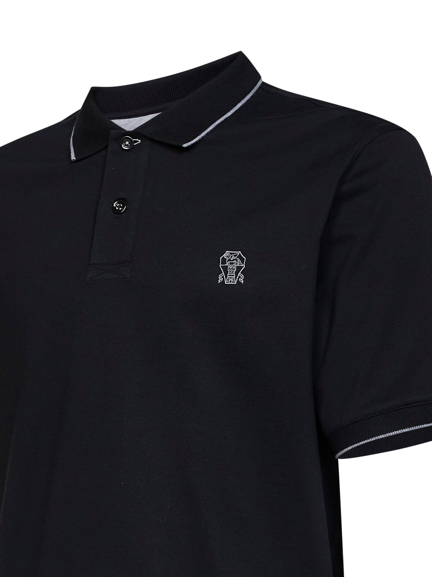 Polo in jersey di cotone nero con logo