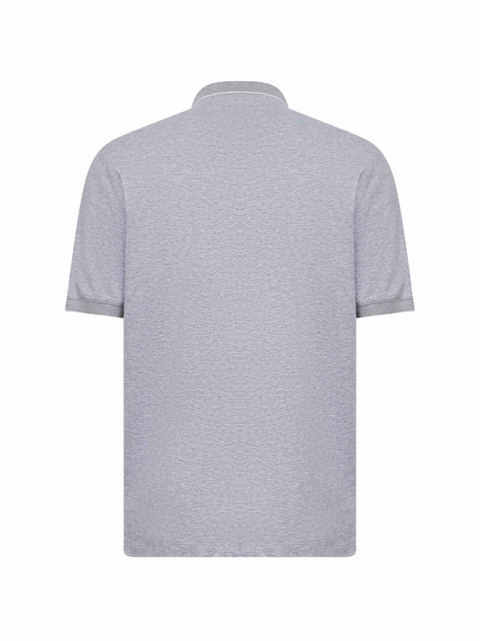 Grey cotton jersey logo polo shirt