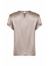 Blusa in raso di seta stretch fango con monile