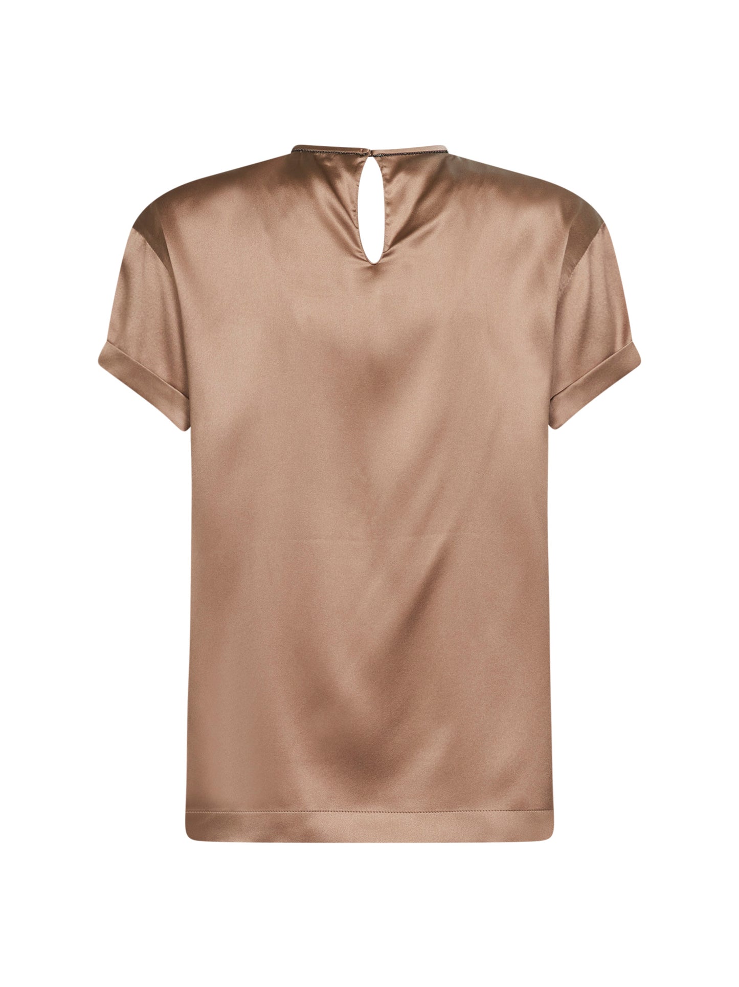 Beige stretch silk satin monili blouse