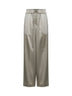 Olive green stretch silk satin Track trousers