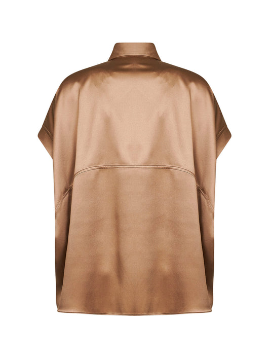 Beige stretch satin monili shirt
