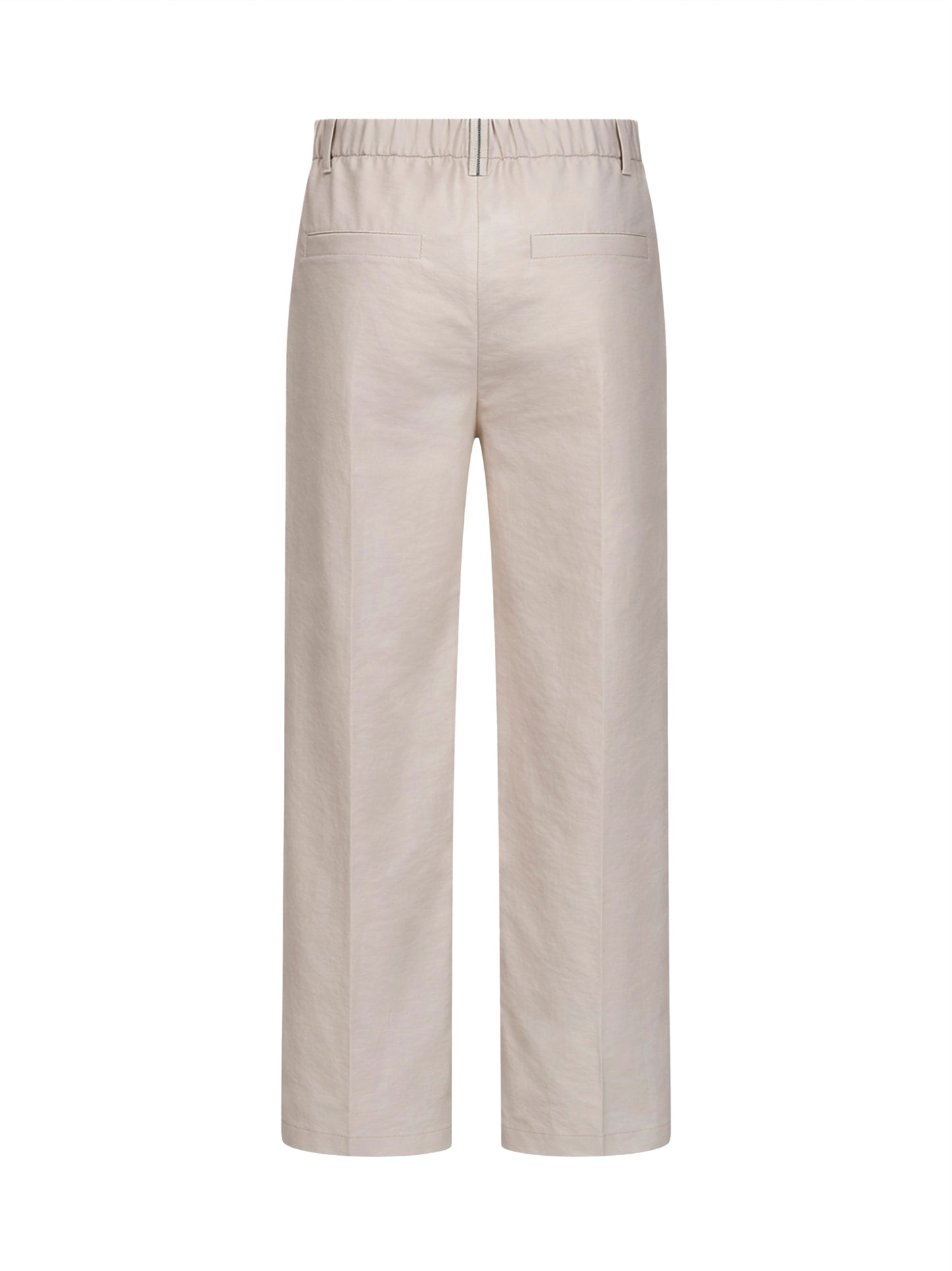 Beige techno poplin A-Line trousers with monili