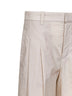 Beige techno poplin A-Line trousers with monili