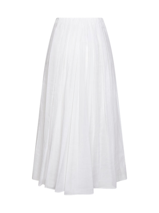 White cotton organza midi skirt