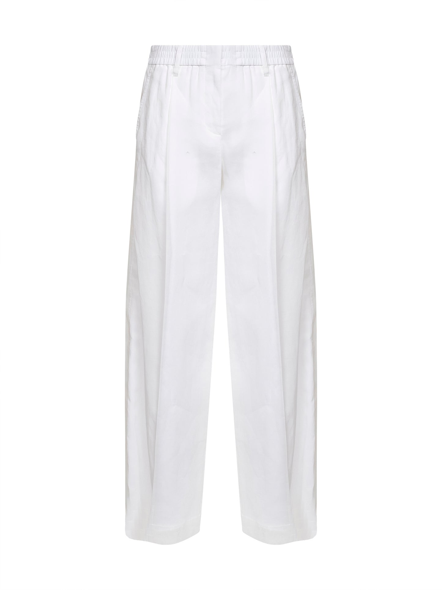 White organza Sartorial Track trousers with monili