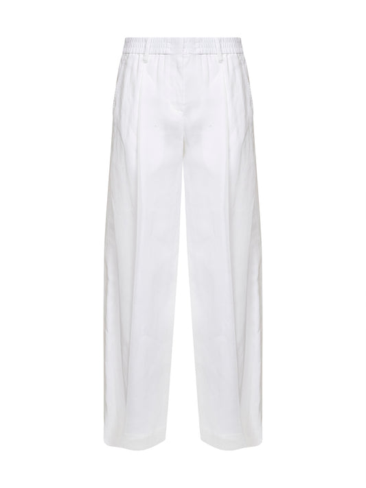 White organza Sartorial Track trousers with monili