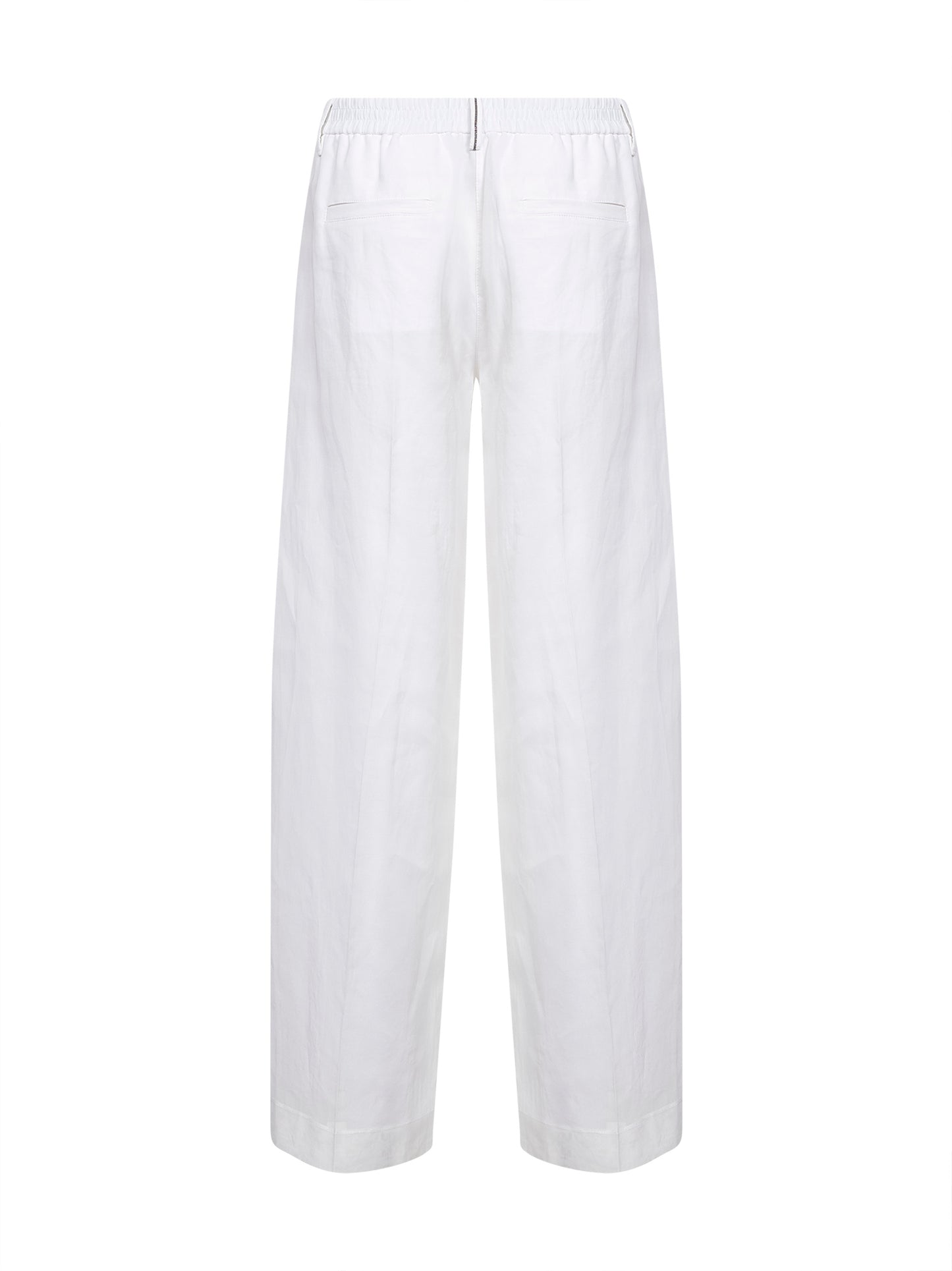 White organza Sartorial Track trousers with monili