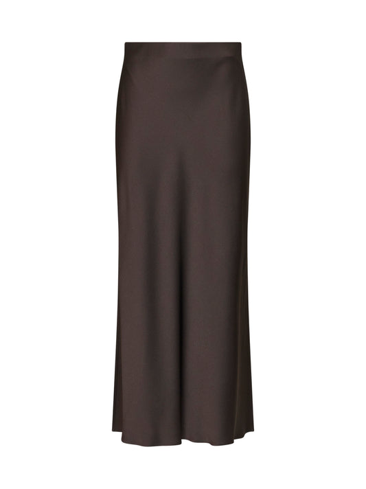 Cocoa cady satin Fluid Bias-Cut long skirt