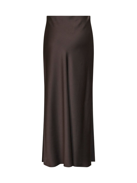 Cocoa cady satin Fluid Bias-Cut long skirt