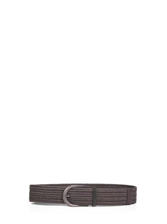 Dark Brown linen Shiny Loop braided belt