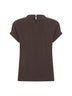 Dark brown stretch jersey T-shirt with monili