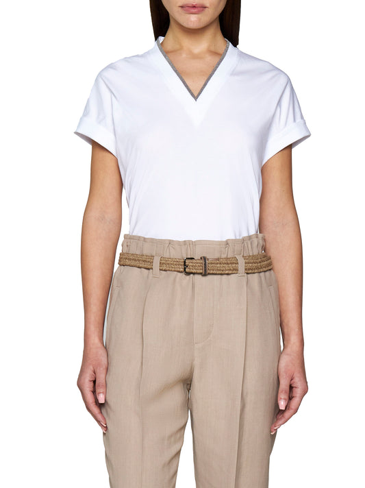 T-shirt con scollo gioiello