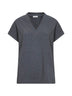 T-Shirt in jersey stretch grigio con Precious Neckline