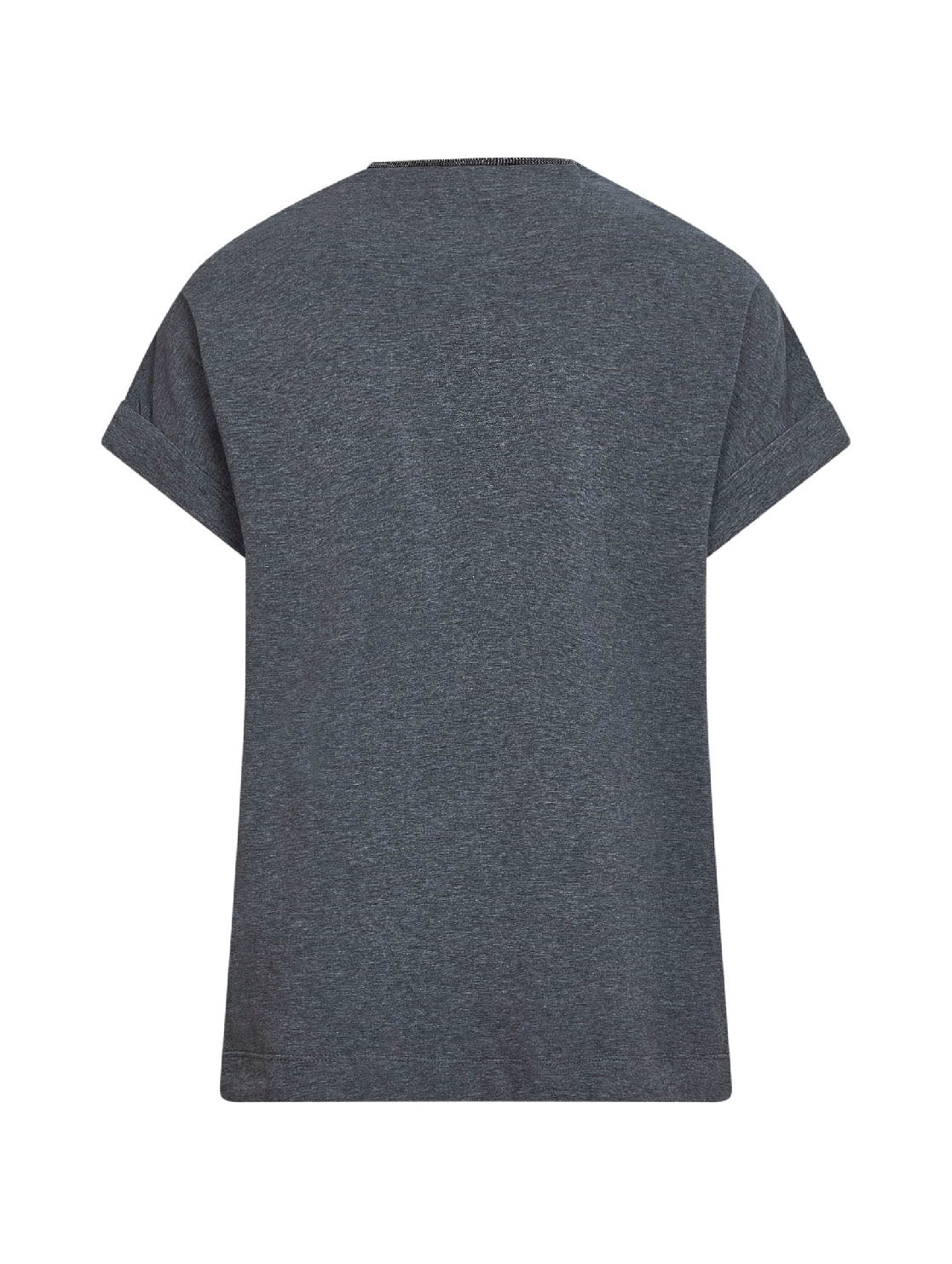 T-Shirt in jersey stretch grigio con Precious Neckline
