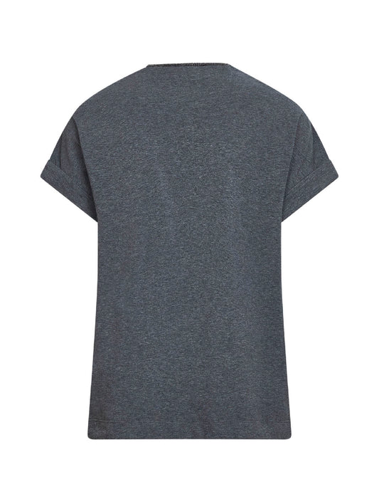 T-Shirt in jersey stretch grigio con Precious Neckline
