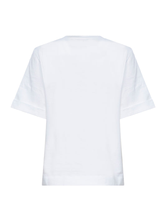 T-shirt in jersey di cotone bianco con Shiny Trims